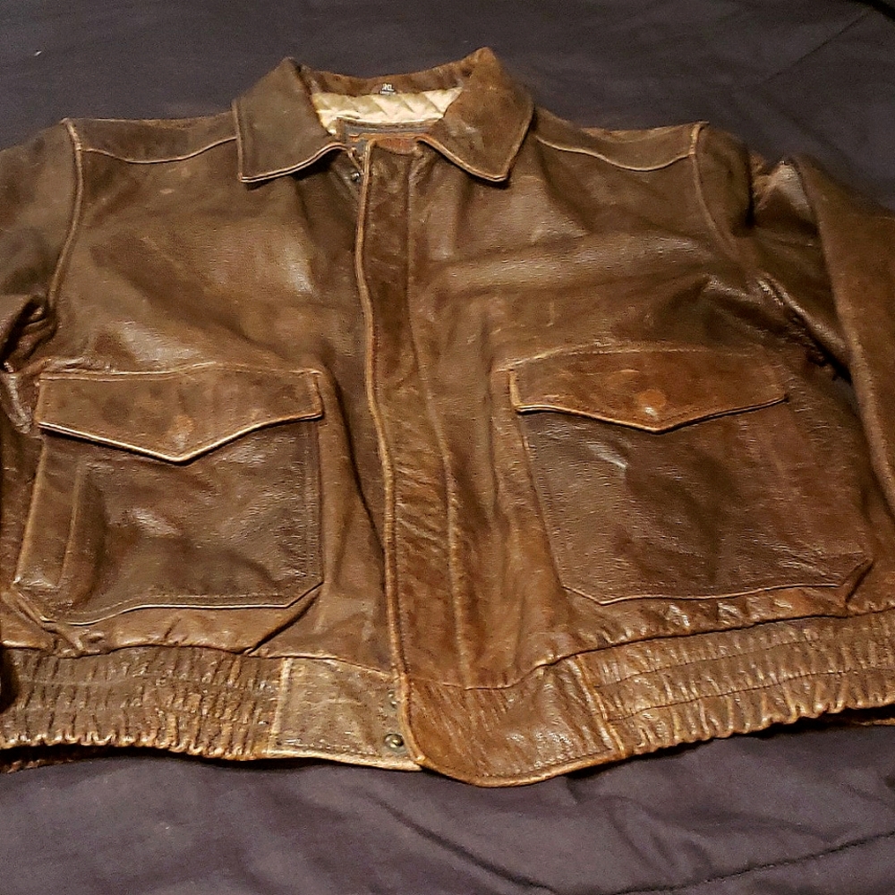 COPY - Adventure Bound leather bomber jacket. Color Brown, Size men's XL